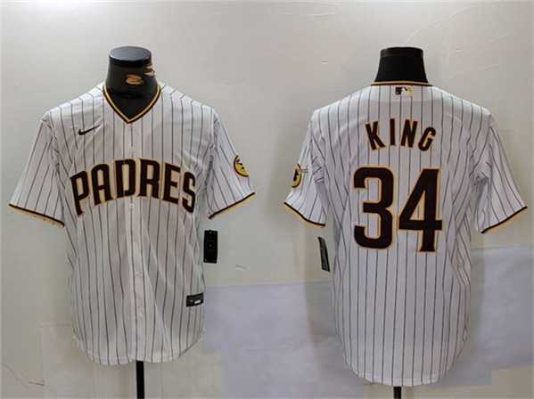 Men%27s San Diego Padres #34 Michael King White Cool Base Stitched Baseball Jersey
